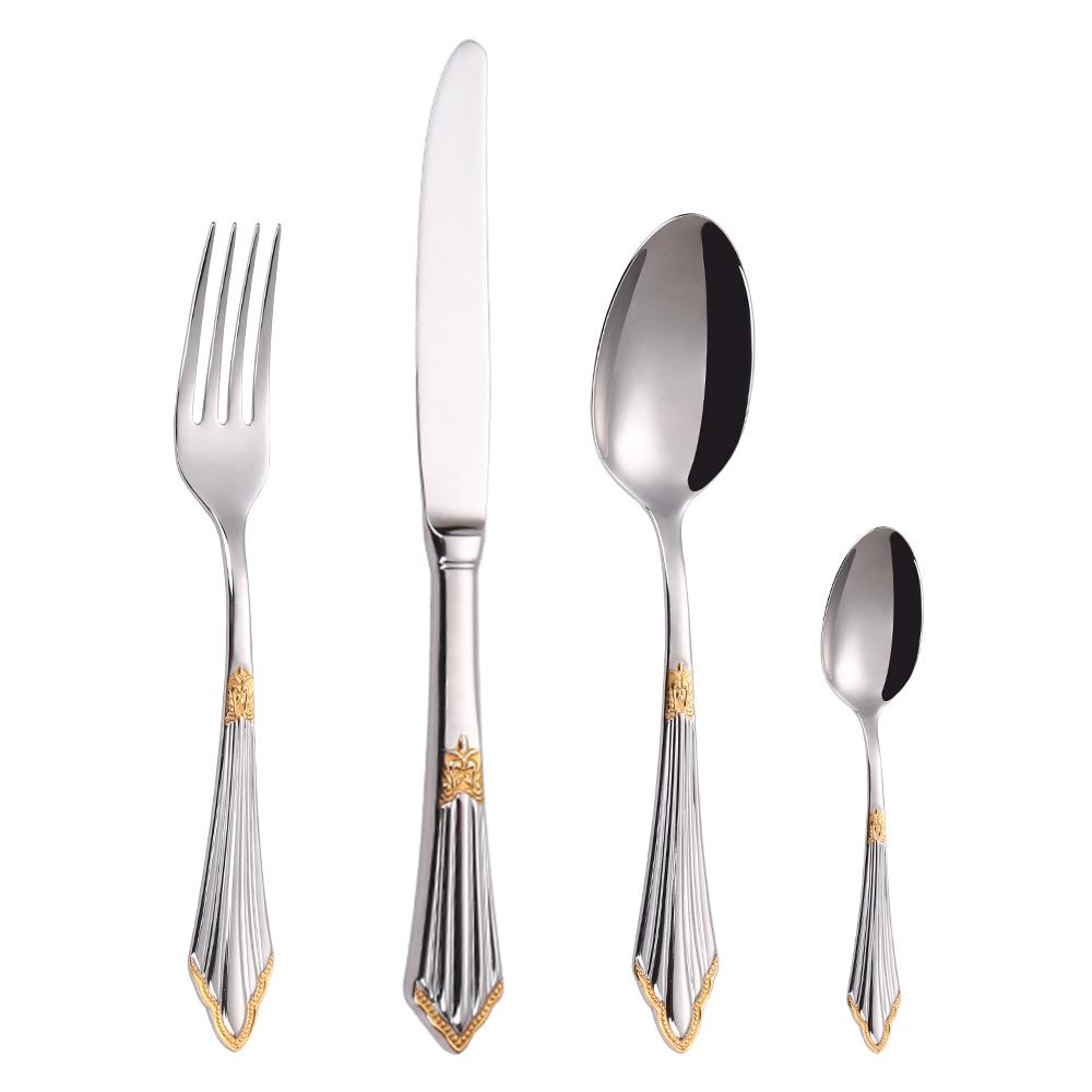 4/8/12/16/20 Pieces Gold Plated Luxury Silverware Flatware Dishwasher Safe 18/10 Stainless Steel Cutlery Set For Home Wedding
