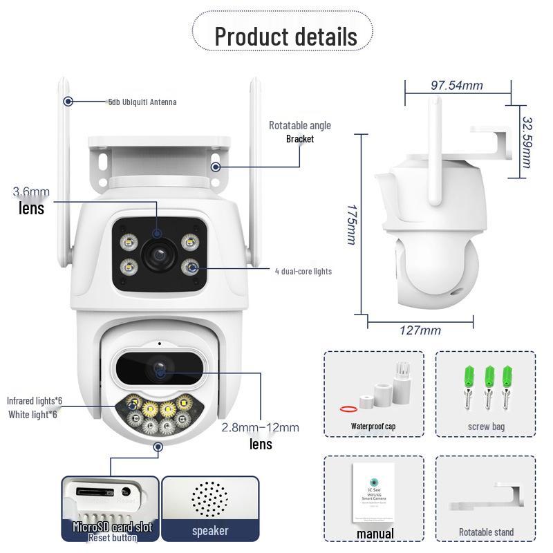 ICSEE 3-Lens 8x Zoom Wireless Outdoor 3K HD Surveillance Camera