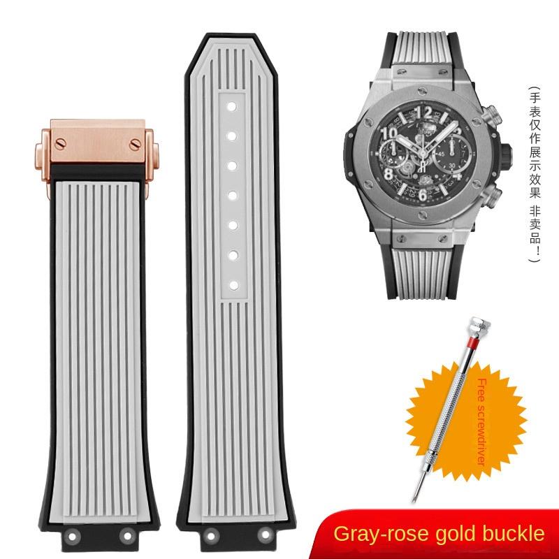 Gummi-Uhrenarmband für HUBLOT BIG BANG 441 Classic Fusion Band Herren-Uhrenarmband 27*17mm Konvexer Anschluss Uhrband Für Männer Werkzeug senden