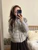 Winter new knitted sleeves down jacket women's short ribs stand-up collar white duck down small coat