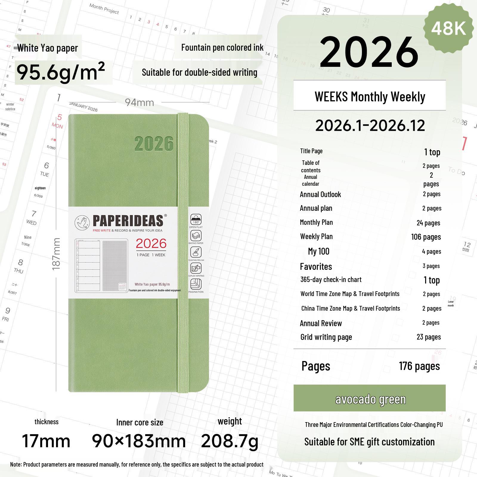 2026 Portable Weekly Planner: Leather-Covered Diary & Time Management Book