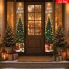 Merry Christmas Porch Sign Tree Box 1 Pair Polyester Indoor Outdoor Decor