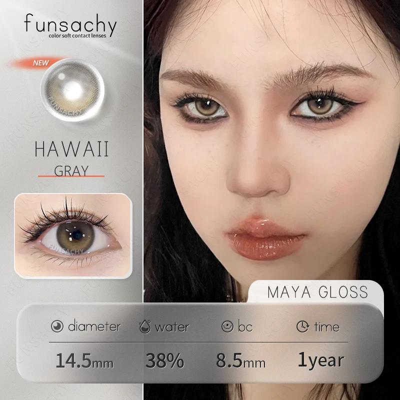 FUNSACHY 2pcs Blue Contact Lenses for Eye Natural Beauty Colorful Lense Beauty Cosmetics Pupils Yearly Use