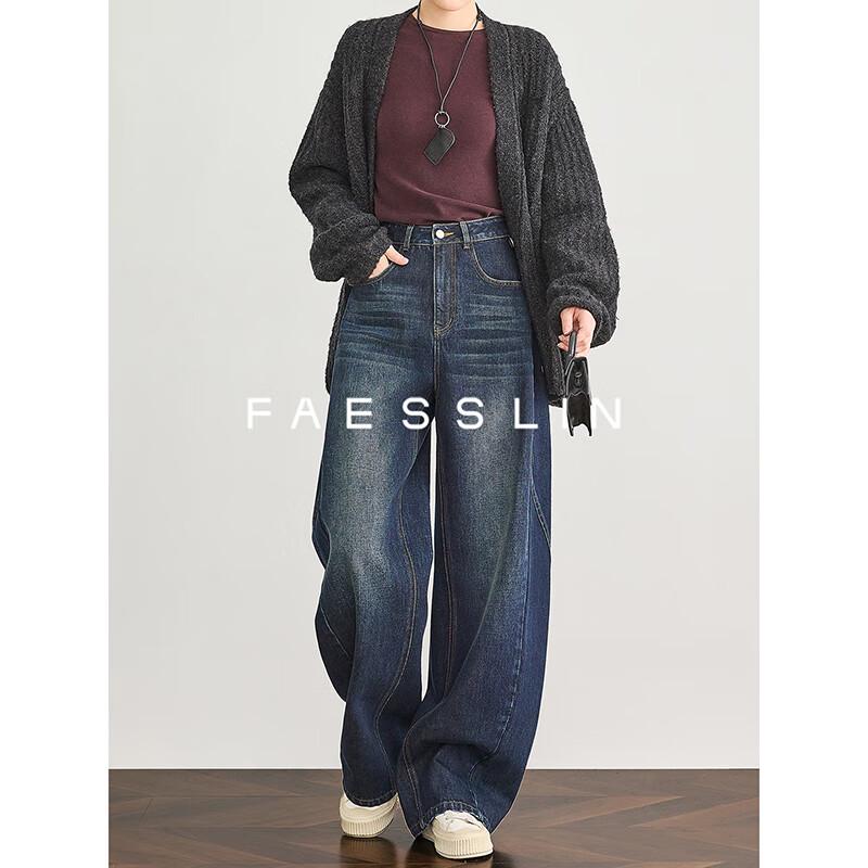 

FAESSLIN Женские ретро джинсы из тенселя с широкими штанинами после стирки M