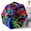 Vibrant Peacock Stained Glass Art Portable Automatic Umbrella Compact & Durable 8-Rib Design Durable Plastic & Iron Travel Essential Fashion Lovers