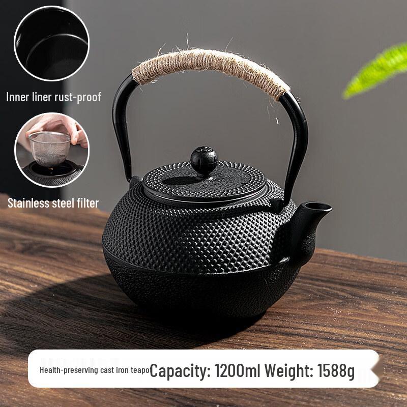 Nordic Cast Iron Teapot Kettle with Glass Infuser