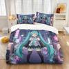3D Print Japanese Cartoon Kawaii H-Hatsune M-Miku Bedding Set 2/3piece Duvet Cover Pillowcase for Teen Girls Room Decor Gifts