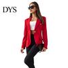 Casual Women Suit Coat Lapel Long Sleeve Flap Pockets Solid Color Cardigan Jacket Single Button Office Lady Outwear Simple Style