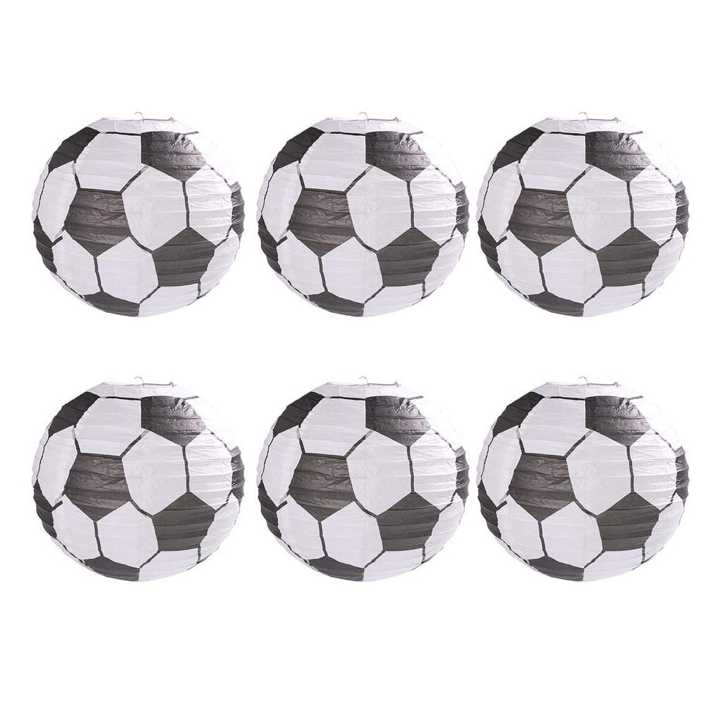 6Pcs Football Pattern Kids Paper Lanterns Hanging Decorations for Classroom Kindergarten Kids Room Holiday Festival Party