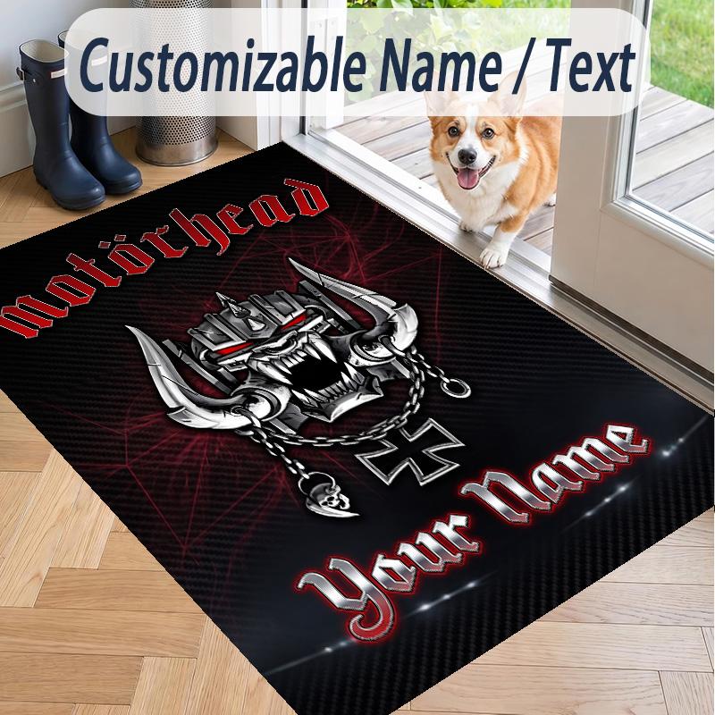 Custom Text Printed Rug Motorhead Non Slip Floor Carpet For Home Room Decor