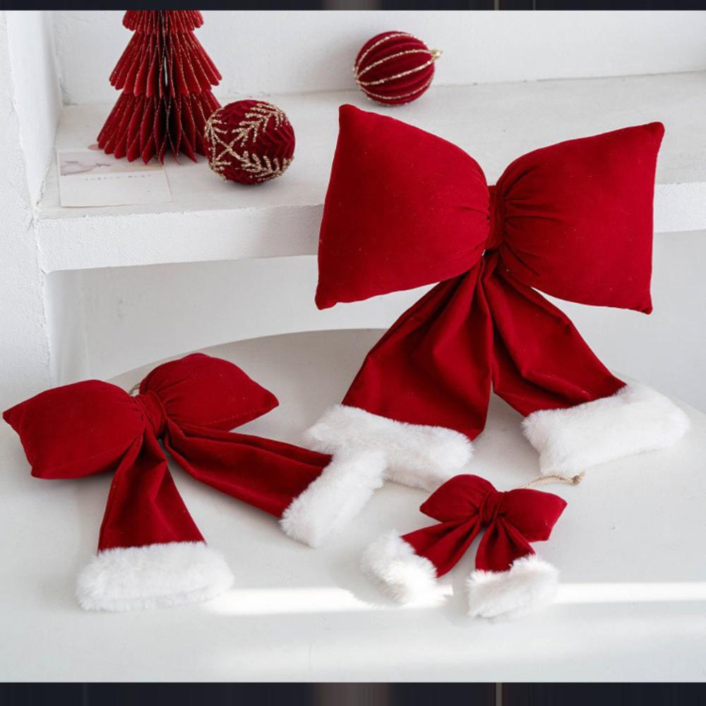 Christmas Plush Bow Soft Velvet Christmas Bow 3d Bow Ornament Handcrafted For Gifts Chair Decoration Christmas Tree