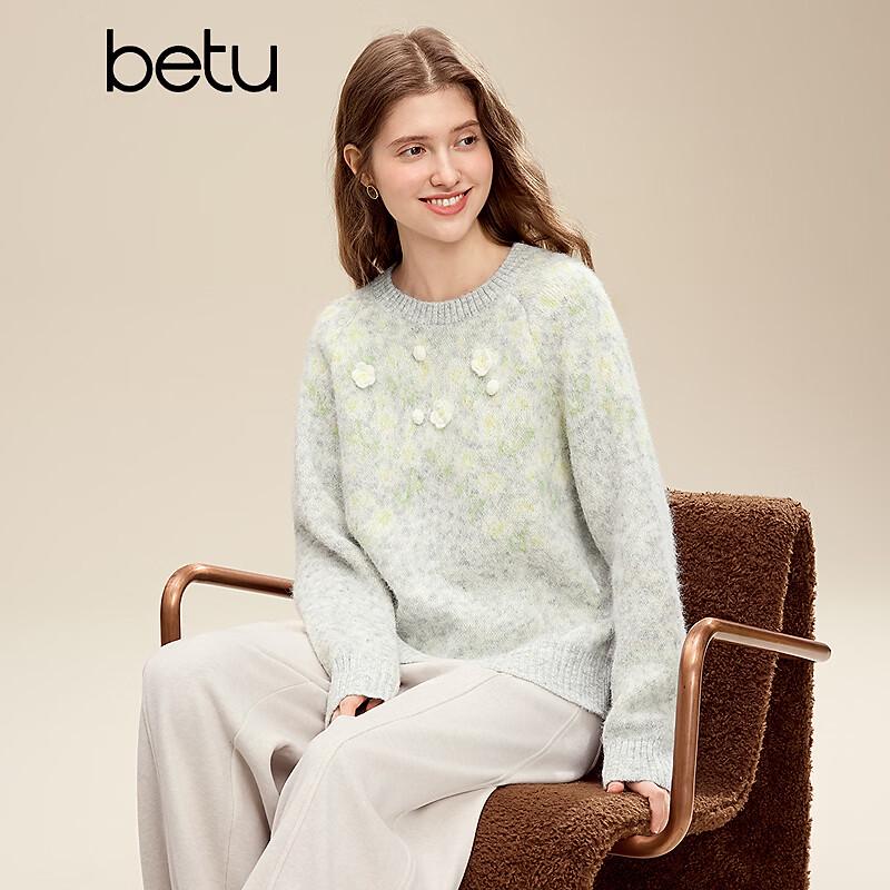 Betu Women's 3D Floral Jacquard Knit Sweater