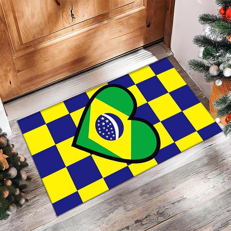 Brazil national football team Printed Flannel Area Rug Non Slip Soft Polyester Floor Carpet Indoor Decor Mat for Bedroom Living Room Sofa