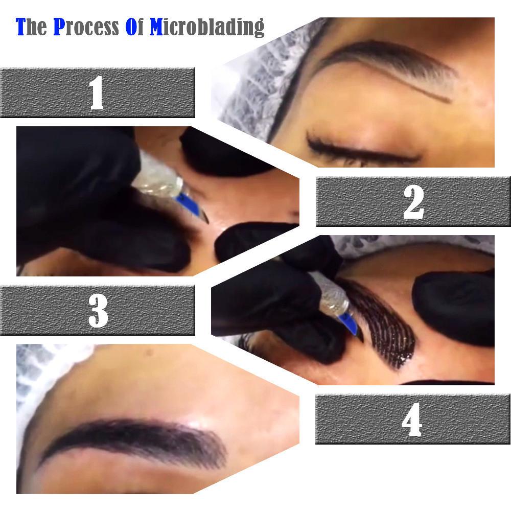Microblading Kit Eyebrow Tattoo Needle Pen Set with Tattoo Pigment Practice Skin Ring Cups for Permanent Eyebrow Makeup Tattoo Kits