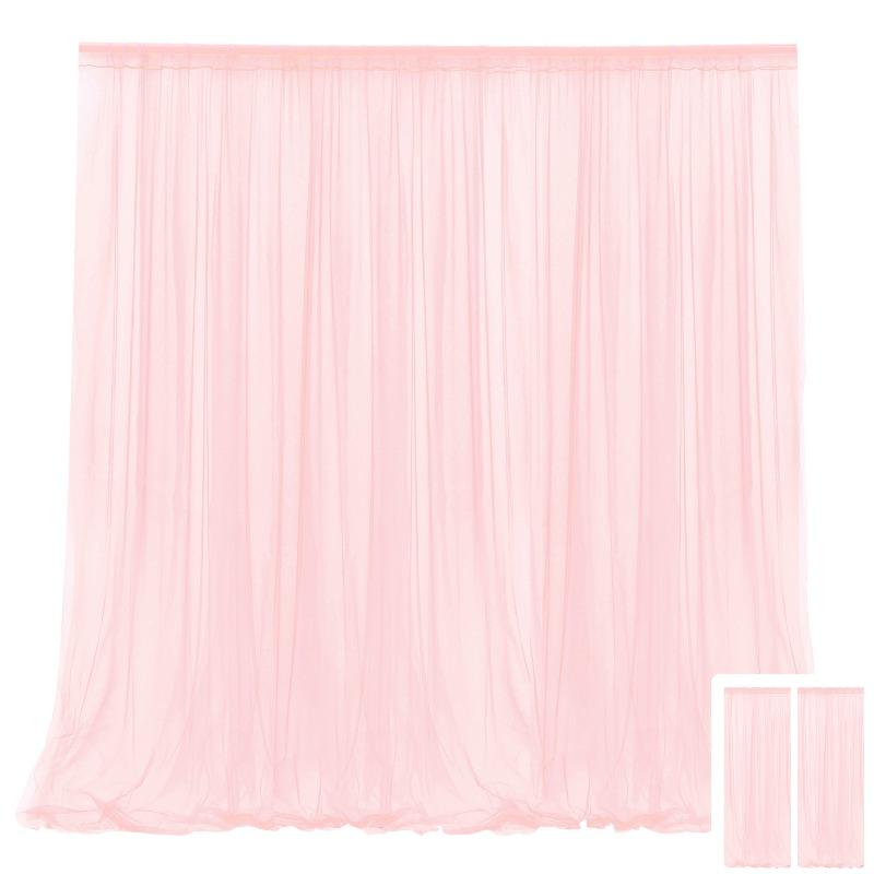 

1/2pcs Multi-Color Tulle Backdrop Curtains Decoration Single Layer Sheer Voile Backdrop Curtain for Birthday Party Baby Shower 1pcs-160x215cm&Rod Pocket
