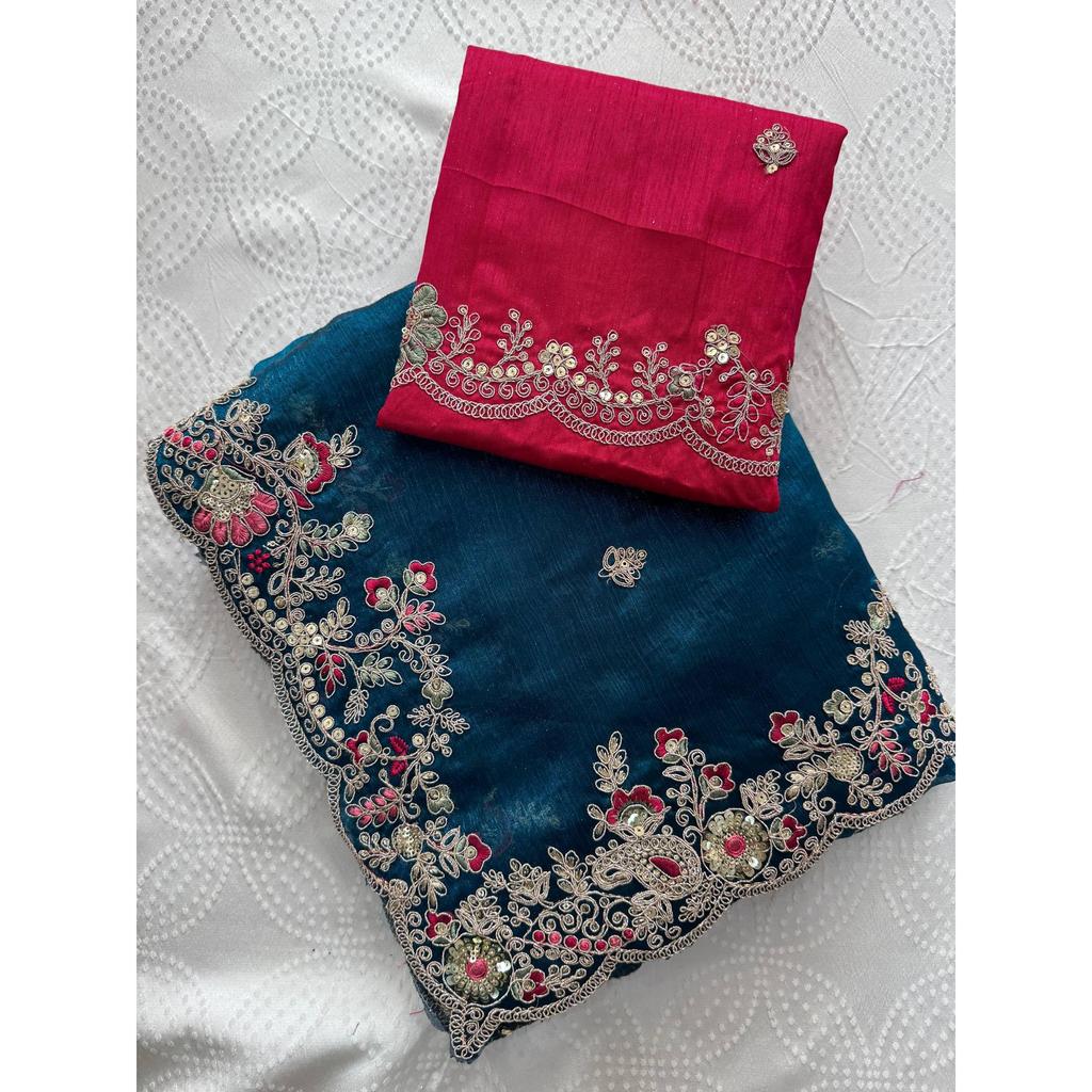 Celebrity Style Party Wear Fendy Chiffon Silk Saree