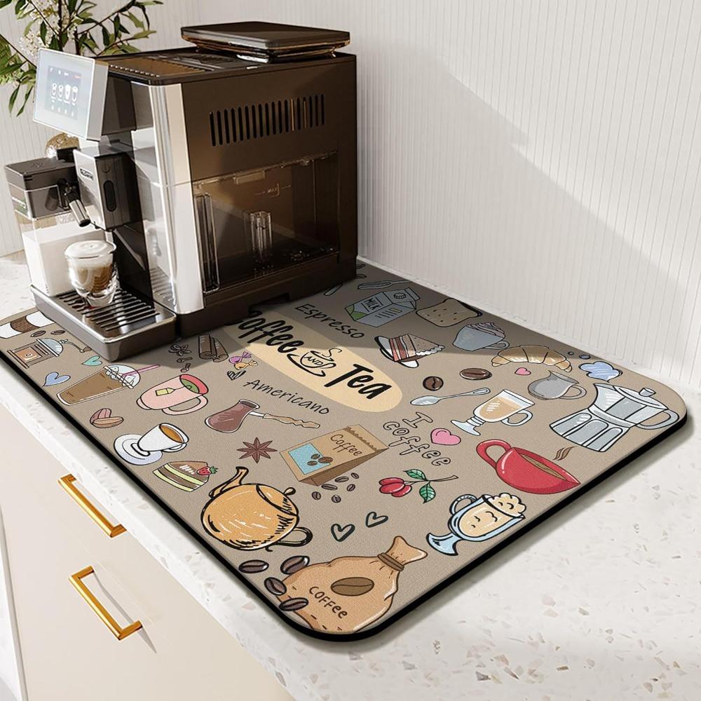 

Non-slip Diatom Mud Pad Super Absorbent Dish Drying Mat Creative Dish Drain Mat Bathroom S-style 5