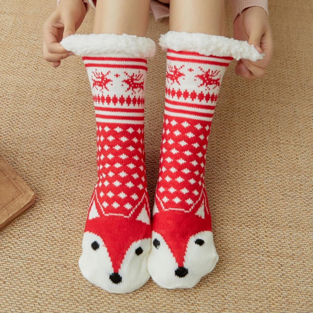 Christmas Series Socks Women Winter Lamb Wool Sleeping Socks Children Cute Home Fleece Floor Socks Christmas Gifts