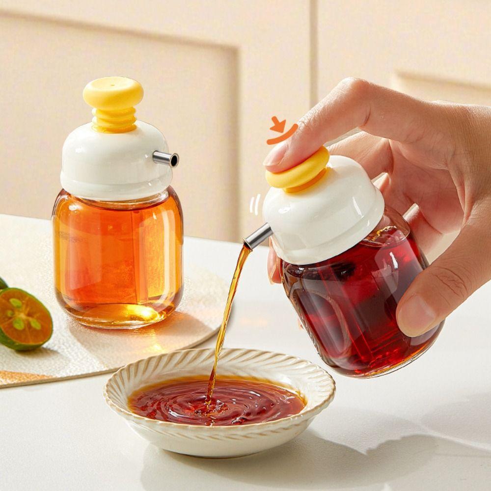 100ml Press Type Glass Oil Bottle Refillable Olive Oil Jar Oil Dispenser  Camping