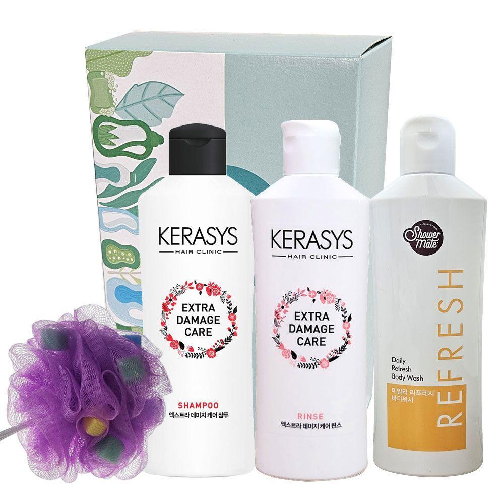KERASYS XFXKUSXZ Shampoo 180ml + Rinse 180ml + Body Wash 180ml + Shower Ball