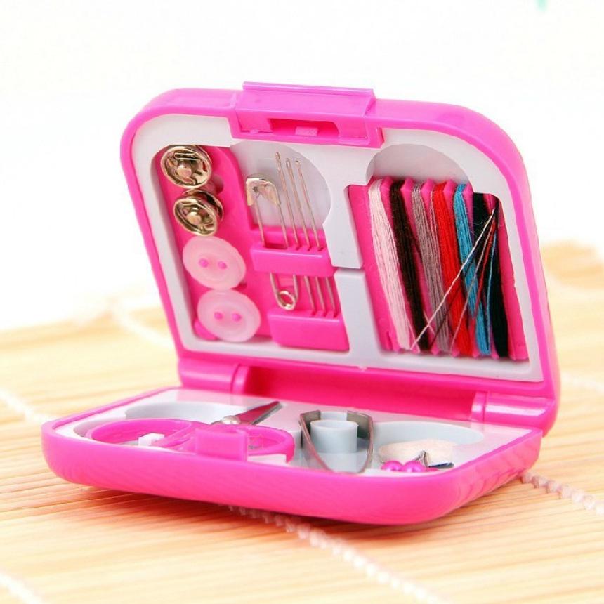 

Компактный набор для шитья с иголкой и нитками с футляром для домашнего использования розы красного