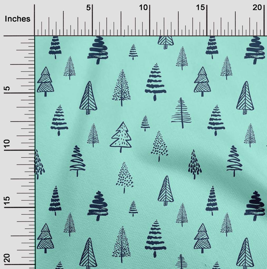 oneOone Cotton Flex Aquamaringrüner Stoff, Baum-Nähstoff, Meterware, bedruckt, DIY-Kleidung, Nähzubehör, 101,6 cm
