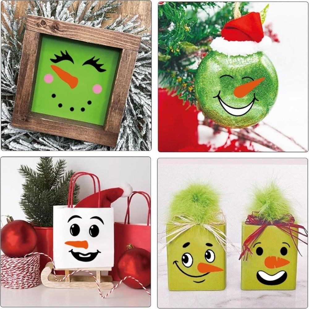 71pcs DIY Christmas Snowman Face Stickers PVC Window and Wall Funny Decals  Christmas
