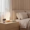 Tafunker Modern Table Lamp with Wooden Base, Decorative Mesh Pattern, Warm White Light for Bedside (Wave Pattern, Large)