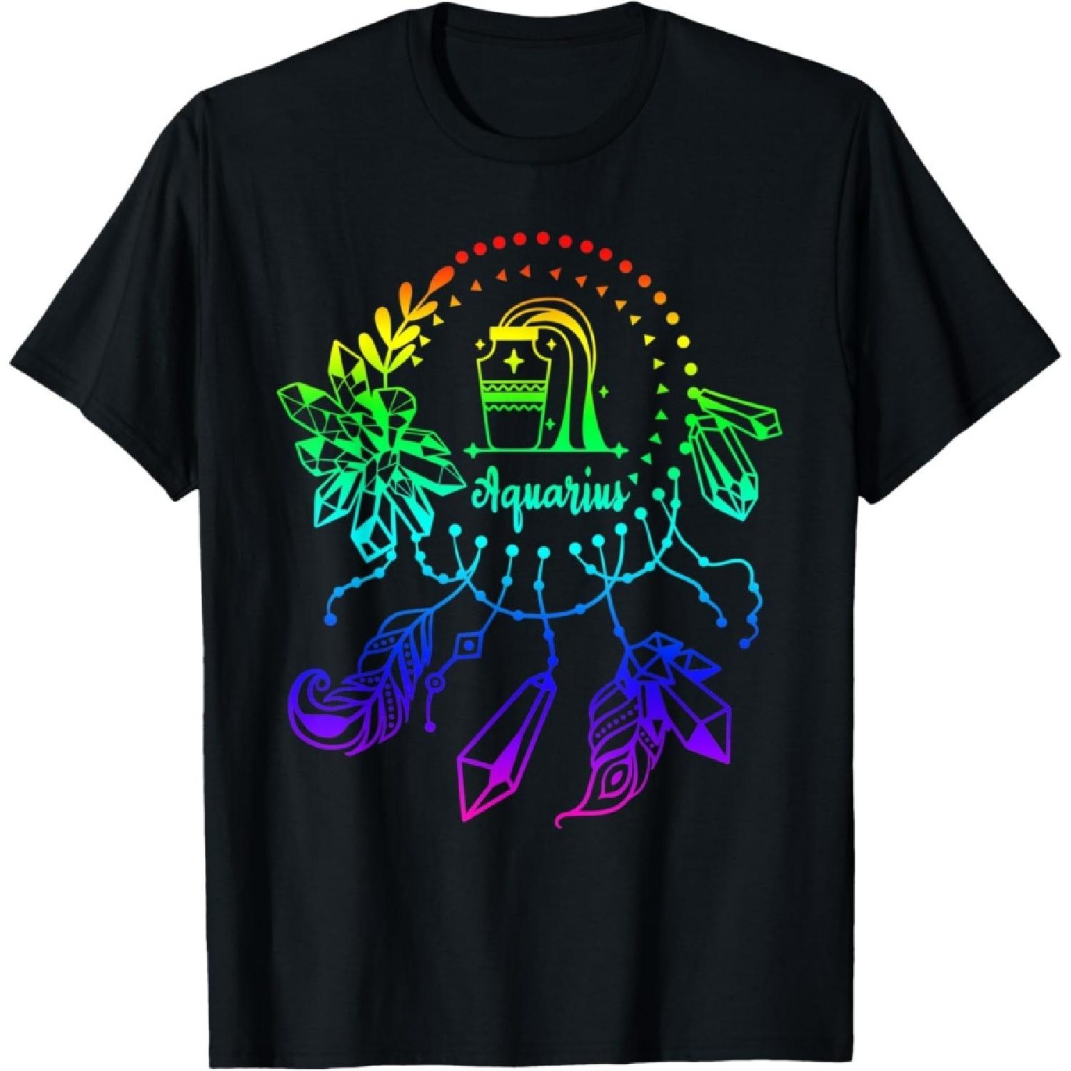 

Rainbow Wind Chime Aquarius Zodiac T-Shirt XXXXXL чорний
