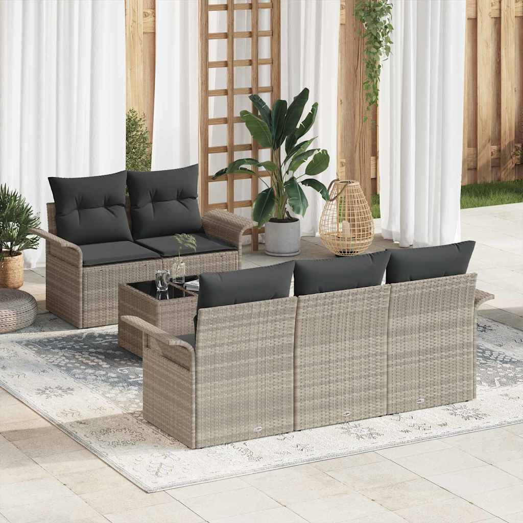 Garden Sofa Set 6 pcs Light Grey and Dark Grey 55 x 55 x 37 cm