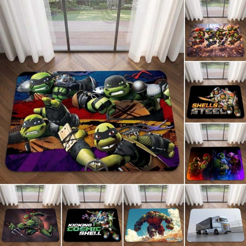 Cartoon Ninja Turtles Print Area Rug Hero Turtle Non Slip Floor Mat Kids Boys Bedroom Entryway Home Decor Doormat