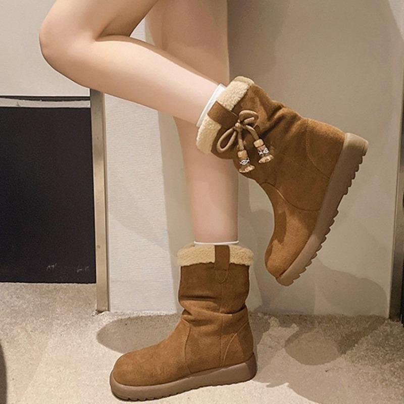 Snow Boots Women 2025 New Winter Fleece and Thickened Warm Cotton Shoes,Thick-soled Anti-slip Mid-calf Casual Versatile Boots