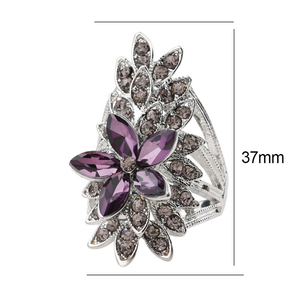 Dazzling Hollow Flower Cubic Zirconia Inlaid Finger Ring Women Jewelry Gift