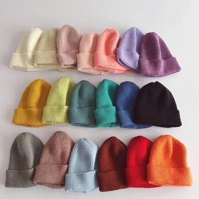 Dziecięca czapka jednokolorowa dzianinowa czapka zimowa dla dzieci ciepła szydełkowa czapka dla chłopców i dziewcząt czapka dla malucha czapka dla niemowląt Gorras Gorro