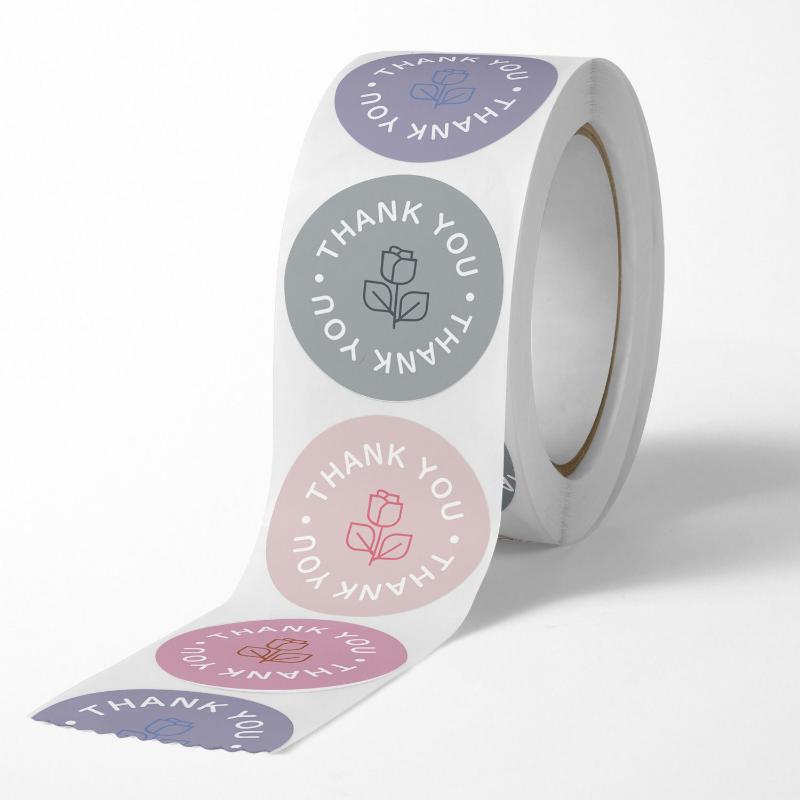 500Pcs/roll Thank You Labels  Baking Gift Milk Tea Packaging Present Sealing Staionery Packaging Box Sticker Labels