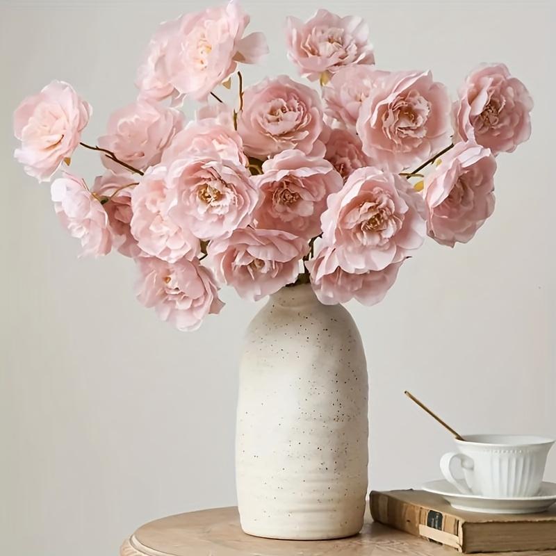 20pcs Artificial Peony Flowers -4 Beams for Home Decor & Vase Filler, Perfect for Weddings, Holidays, Valentine's, Office Decor, Bouquet Accents
