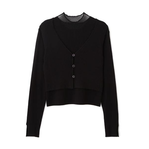 Jill by Jill Stuart Women's Sheer Neck Layered Cardigan, Green