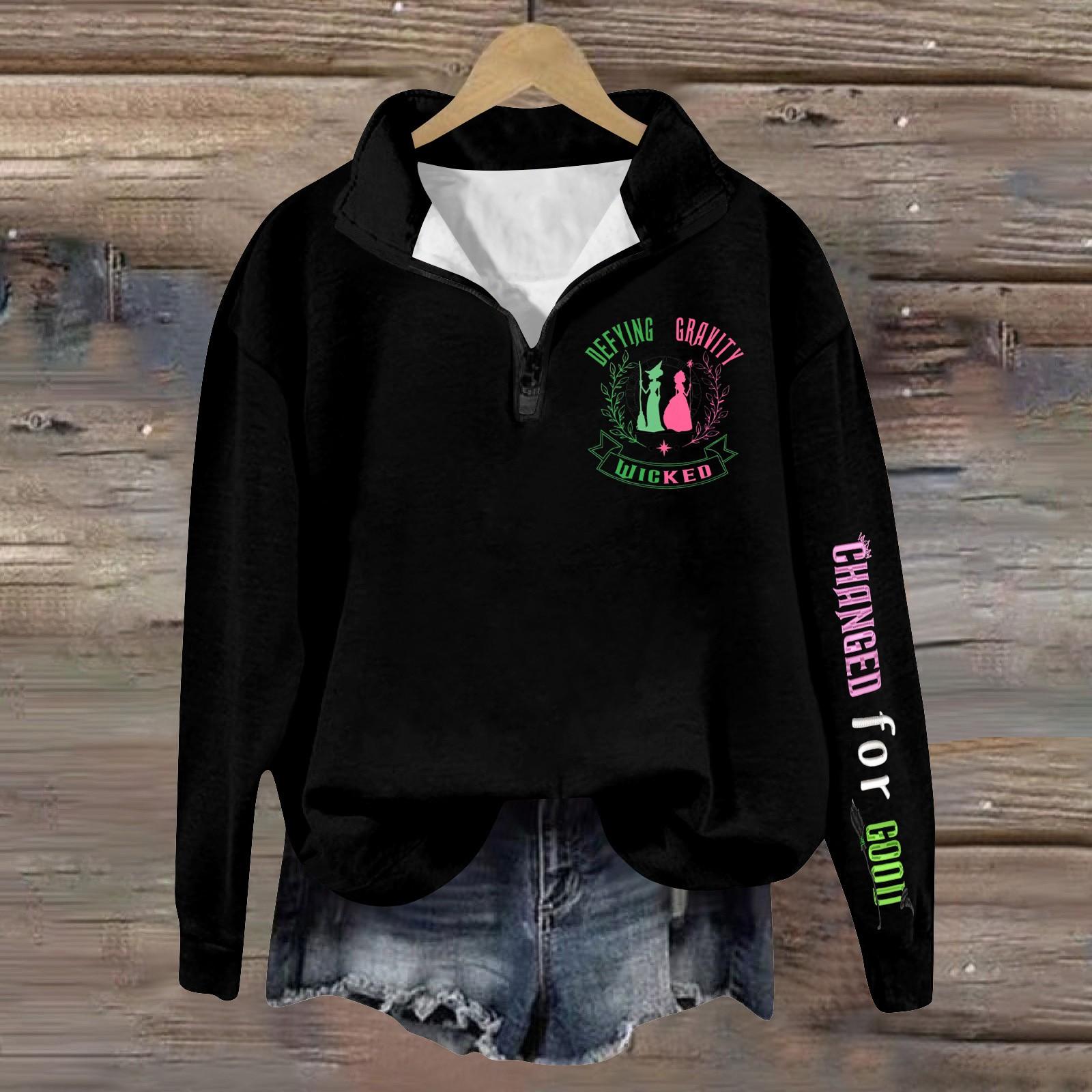 

Женская модная универсальная толстовка с длинными рукавами и принтом ведьмы на молнии XL