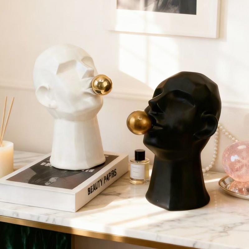 Creative Bubble Blowing Portrait Ornaments Resin Statue Crafts Home Decoration Living Room Bedroom Desktop Ornaments Gifts