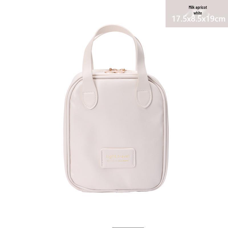 Waterproof PU Large Capacity Women's Makeup & Toiletry Bag with Partitioned Layers and Sturdy Design