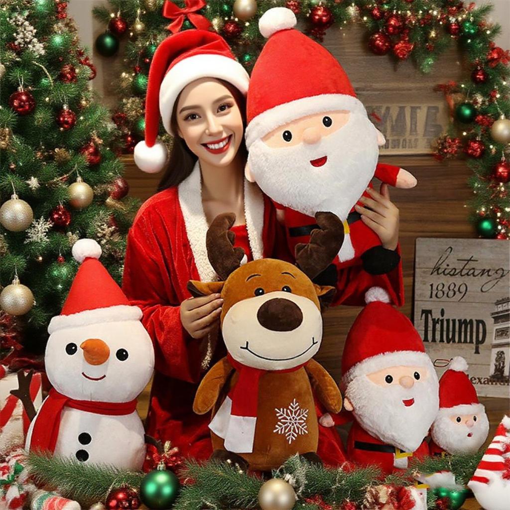 Cartoon Christmas Snowman Christmas Tree Pillow Gingerbread Doll Sofa Cushion Holiday Decoration
