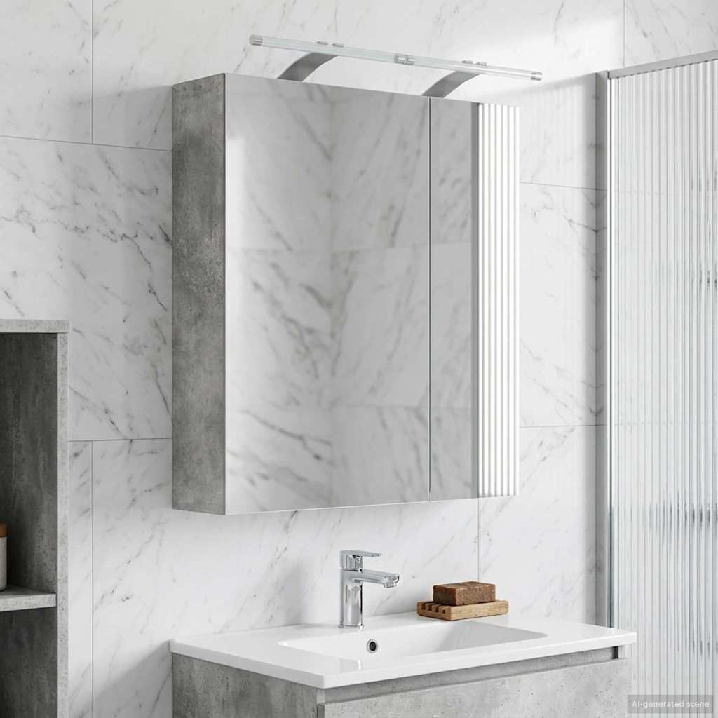 Bathroom Mirror Cabinet with Shelf Concrete Grey 60 x 14.5 x 70 cm