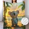 Coperta in Flanella con Stampa Koala - Morbida Calda Copriletto per Tutte le Stagioni Adatto per Divano, Letto, Campeggio e Viaggi - Accogliente Design Koala Copriletto
