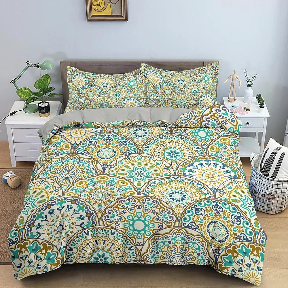 3D Printed Bohemian Ethnic Mandala Comfortable Duvet Quilt Cover Pillowcase Bedding Set Children Bedroom Decoration Home Textile