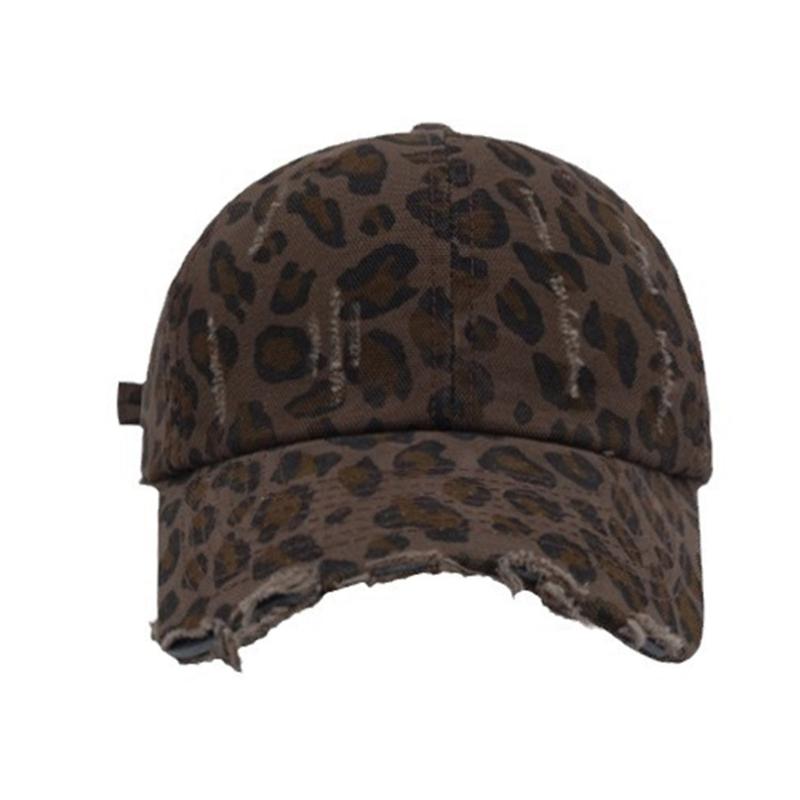 

Vintage Leopard Print Baseball Hat For Women Men Adjustable Distressed Baseball Caps Fashionable And Comfortable кавовий