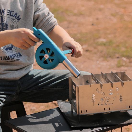 Camping Hand Blower Portable BBQ Fan for Outdoor Barbecue Strong Airflow Hand