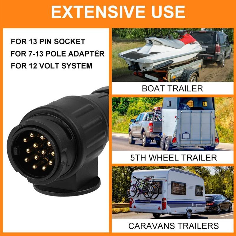 12V 13 Pin Trailer Adapter Electric Trailer Plug Waterproof Plastic 13 Pole Wiring Connector Adapter