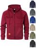 Lässige Herren-Kapuzenjacke mit mehreren Taschen in europäischer Größe – Stehkragen, lockere Passform, Reißverschluss-Cardigan für Frühling, Herbst und Winter