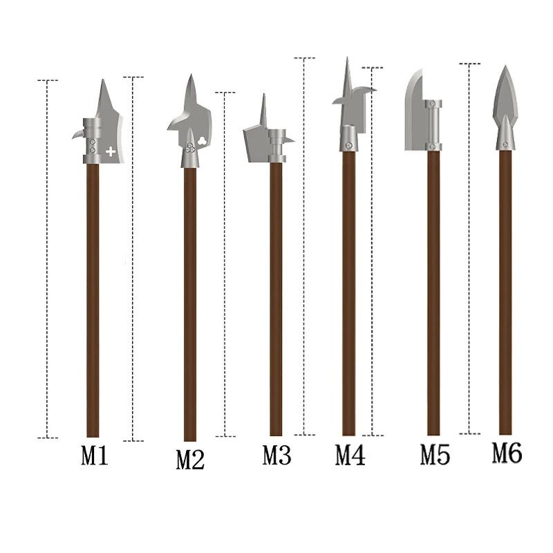 MOC Medieval Building Blocks Character Parts Model Toy Castle Knight Soldier Sword Bow Armor Shield Spear Piercing Parts Bricks