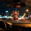 Cute Kitten Holiday Gifts Santa Cat Christmas Ornament Acrylic Car Mirror Hanging Decor with Rearview Accessories Reindeer Antlers 2D Bag Charm for